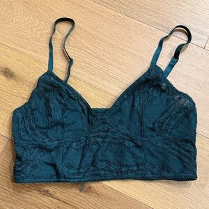 Lace Bralette in Deep Teal Green - Unlined Stretch Lace Bralette